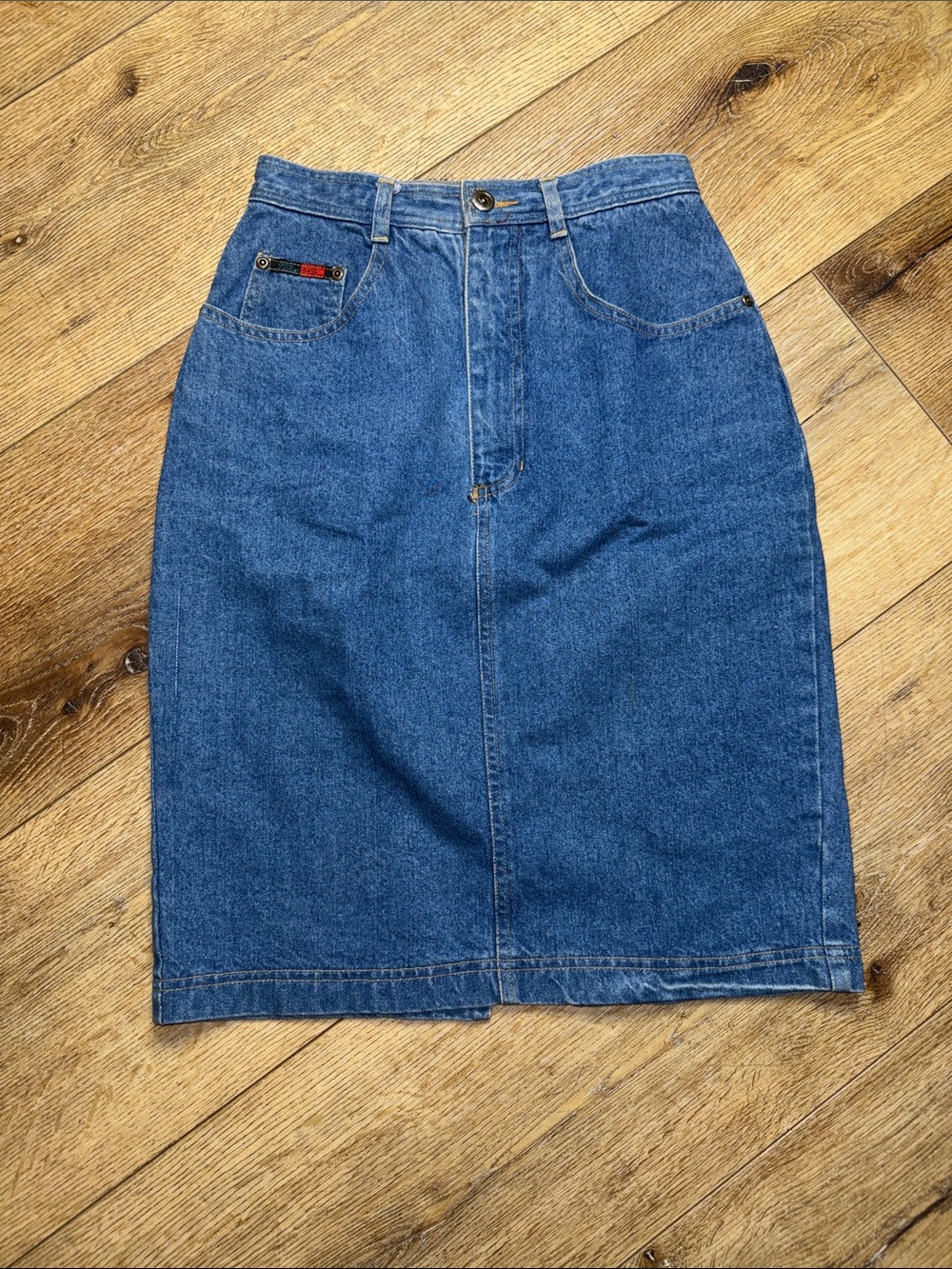Oleg Cassini Vintage Blue Denim Pencil Skirt